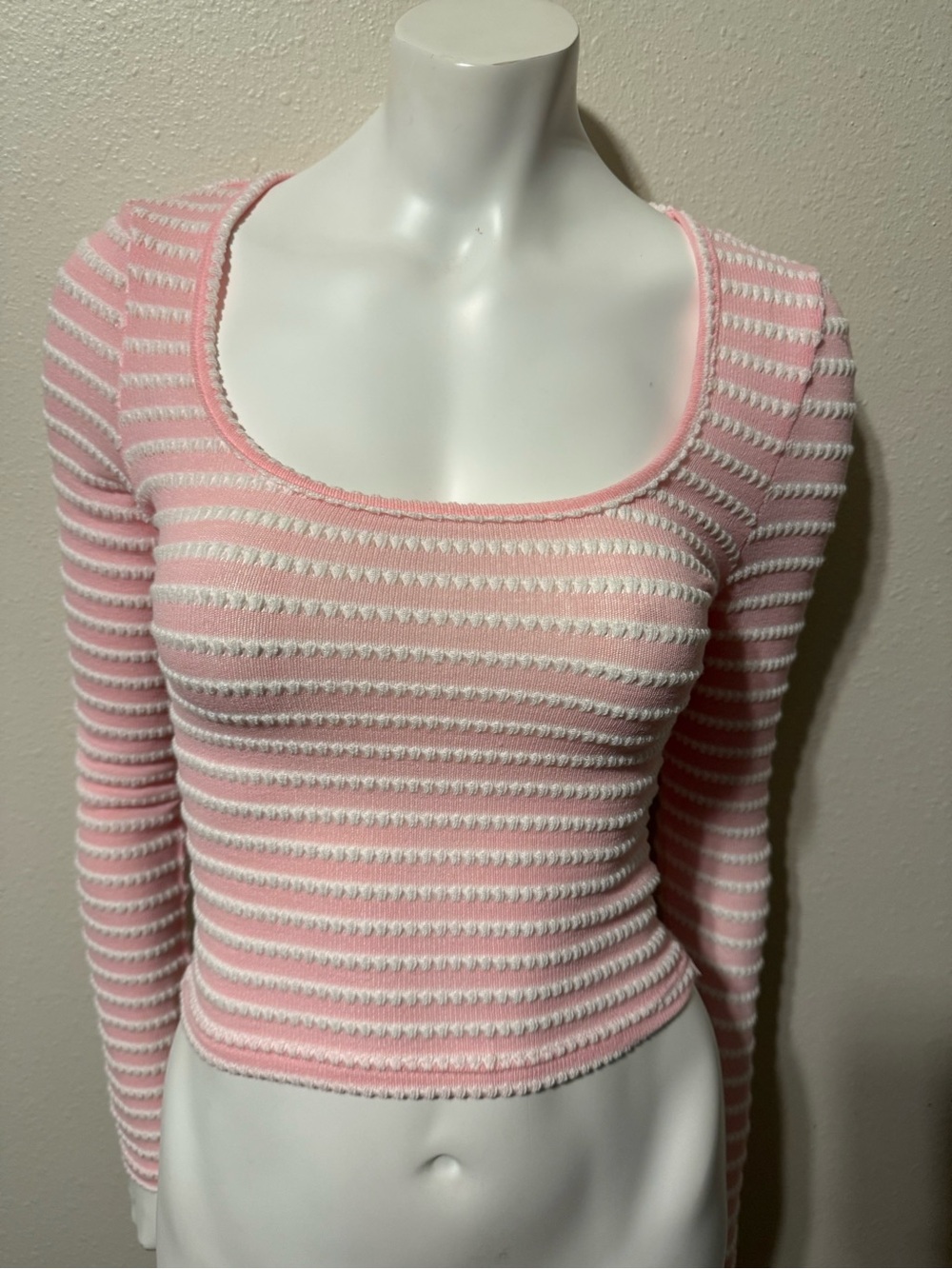 SHEIN Pink and White Striped Scoop Swim Coverup